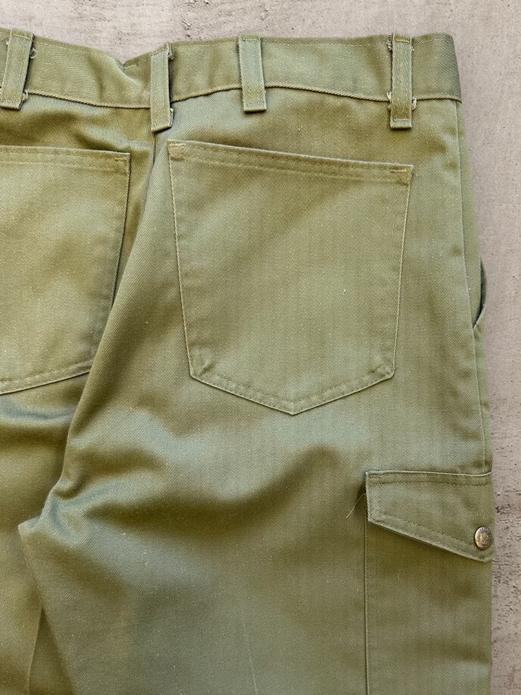 80s Boys Scout Olive Green Cargo Pants - 30x27
