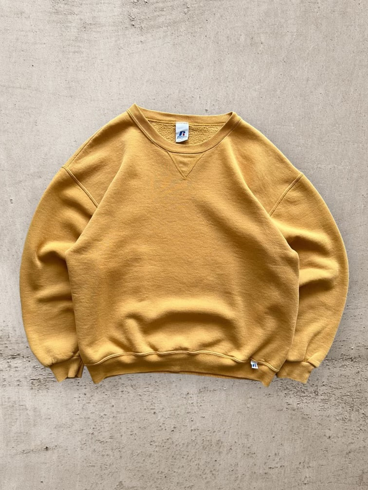 00s Russell Athletic Yellow Crewneck - large