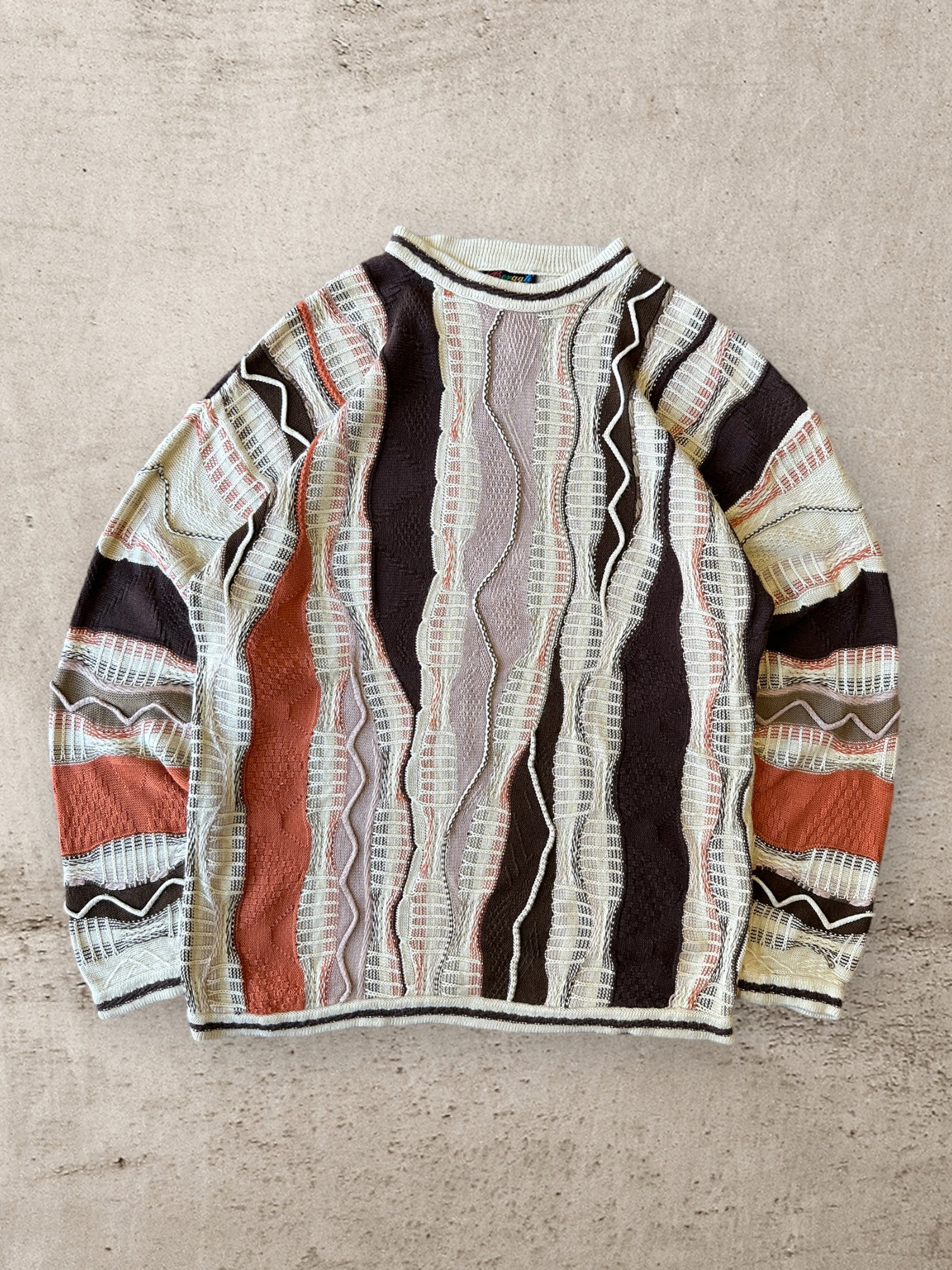 90s Bergati Multicolor 3D Knit Sweater - Large