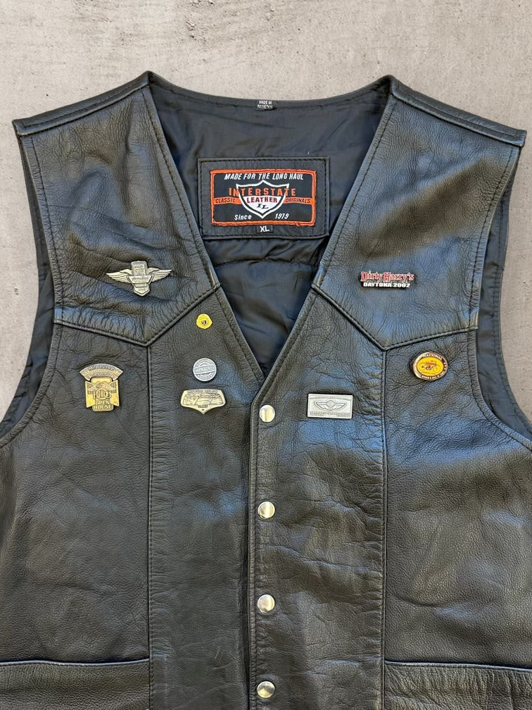 00s Harley Davidson Owners Group Leather Vest - XL
