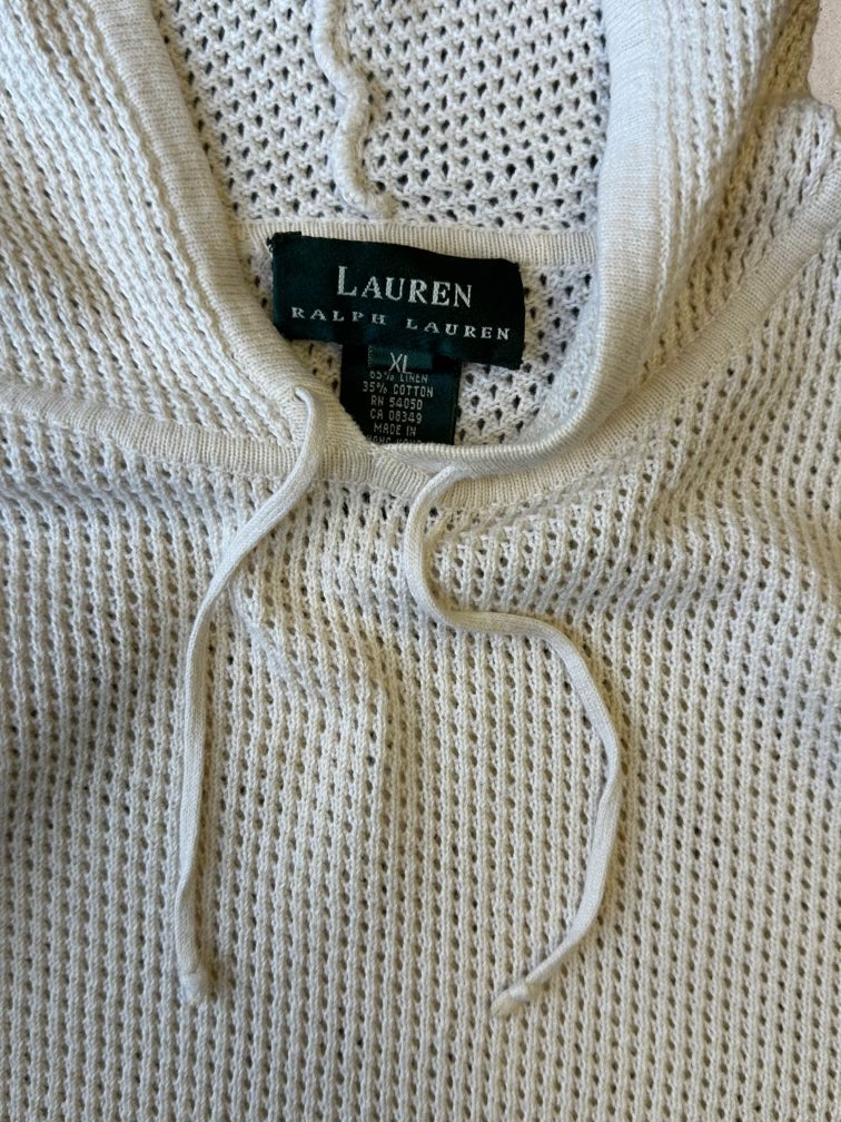 00s Ralph Lauren Linen Knit Hoodie - Large