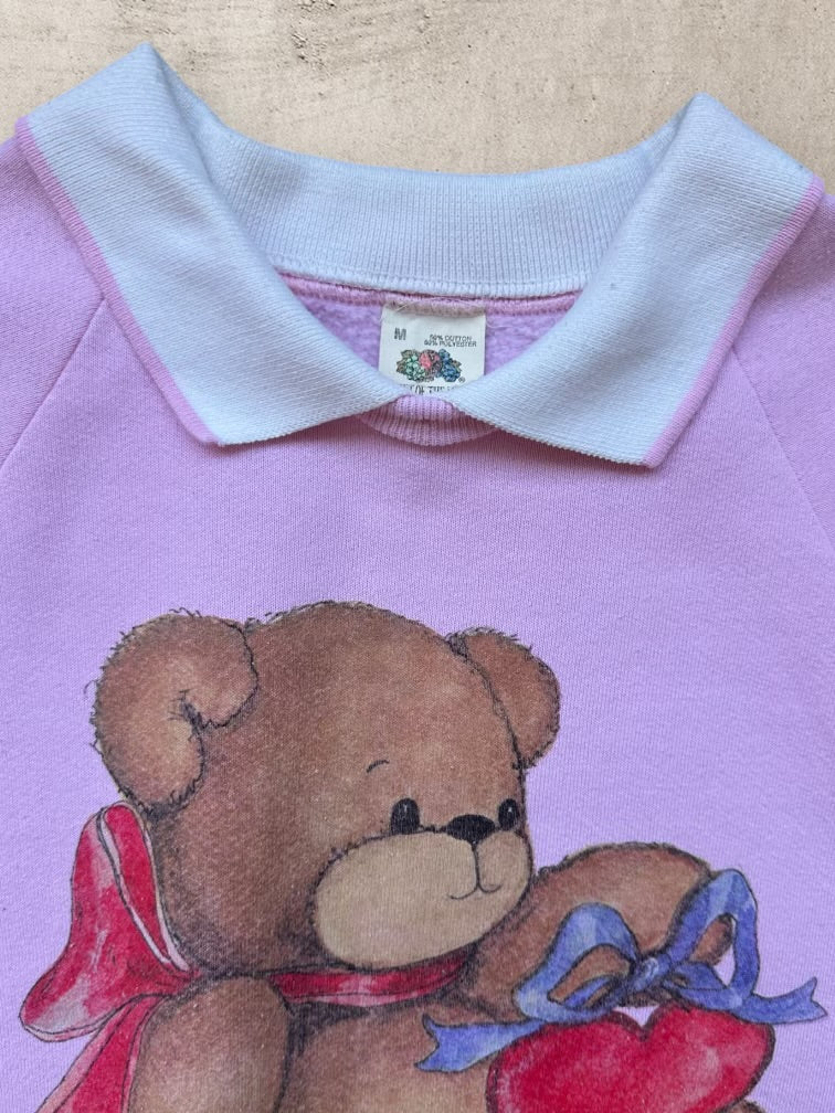 90s Teddy Bear Collared Crewneck - Medium