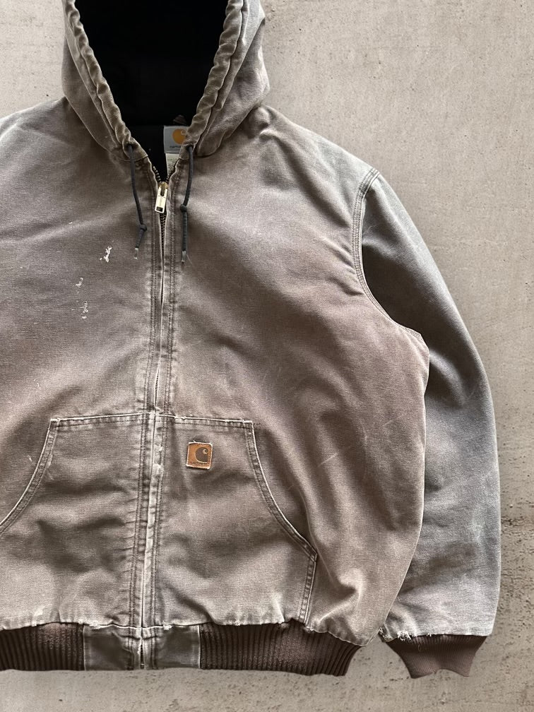 90s Carhartt Faded Hooded Jacket - XXL