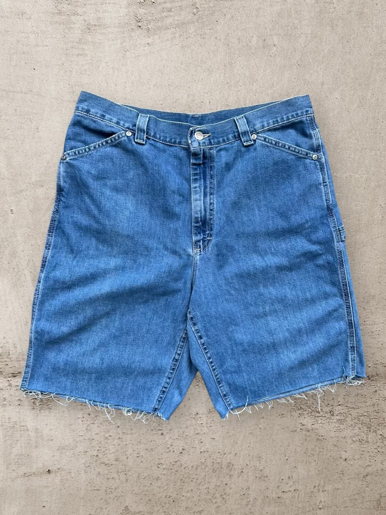 90s Lee Riveted Denim Carpenter Cut Off Shorts - 35