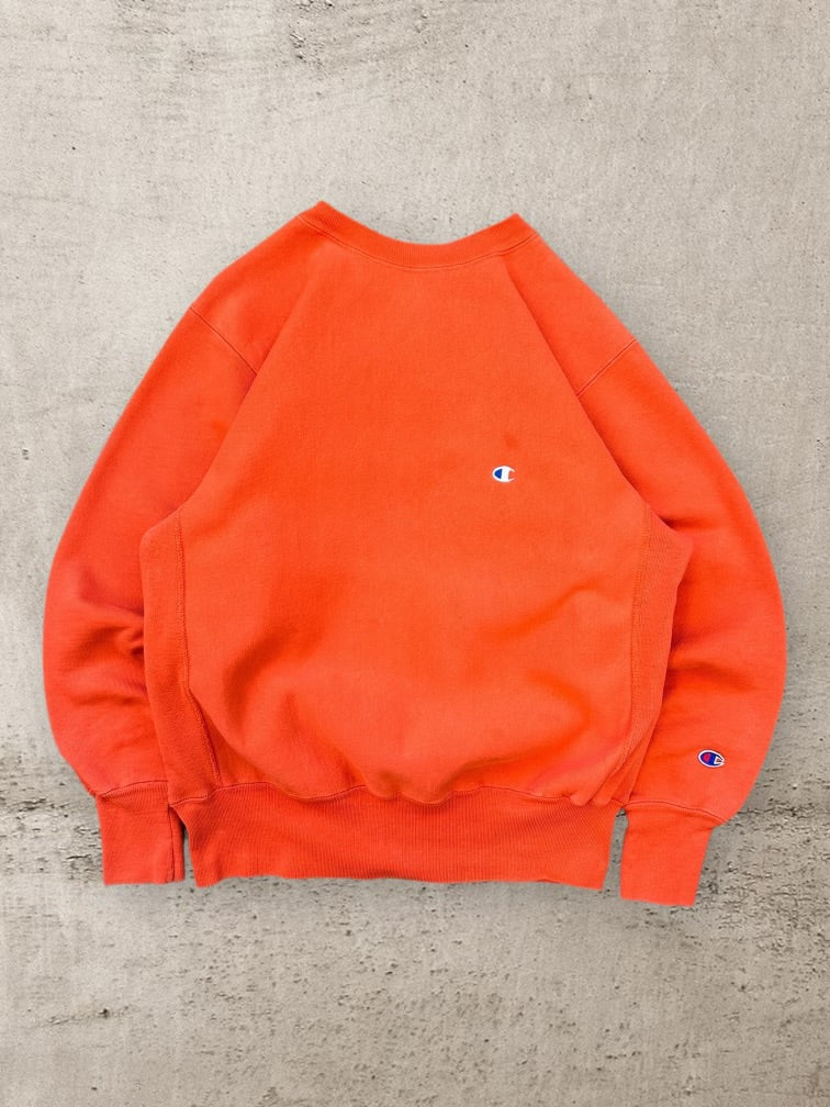 90s Champion Reverse Weave Orange Crewneck - Large