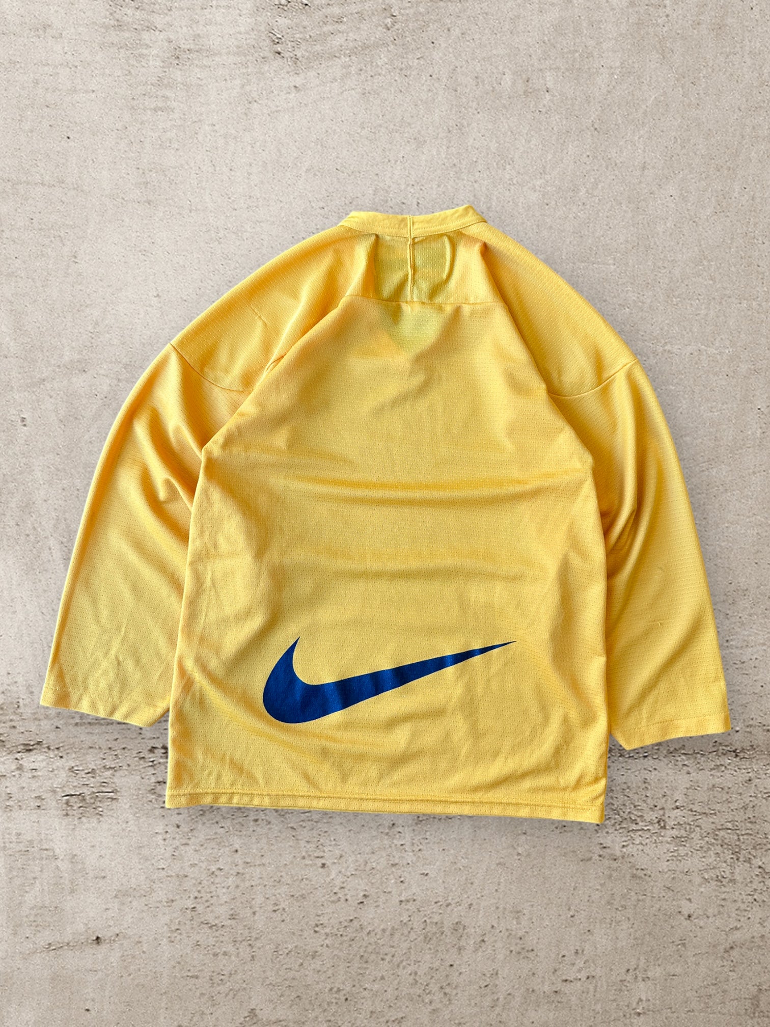 90s Nike Team Yellow Mesh Hockey Jersey - Small