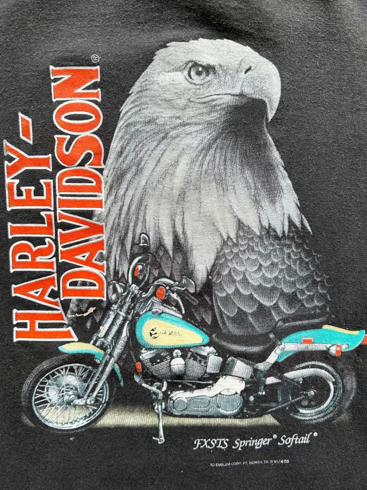 90s Harley Davidson 3D Emblem Graphic T-Shirt - Small