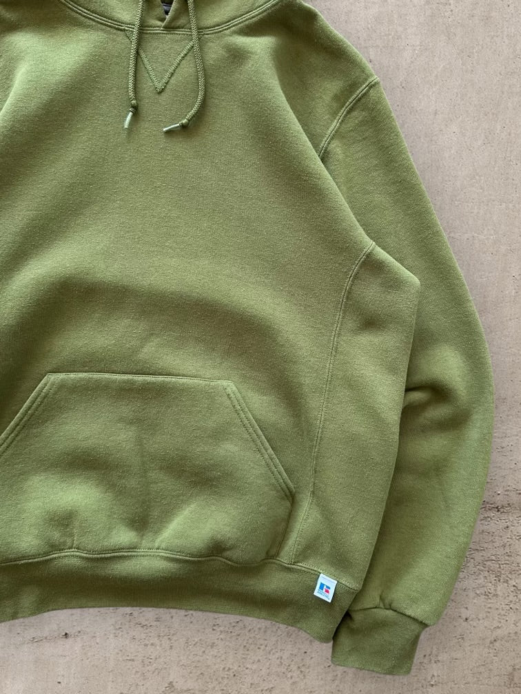 00s Russell Athletics Green Hoodie - Medium