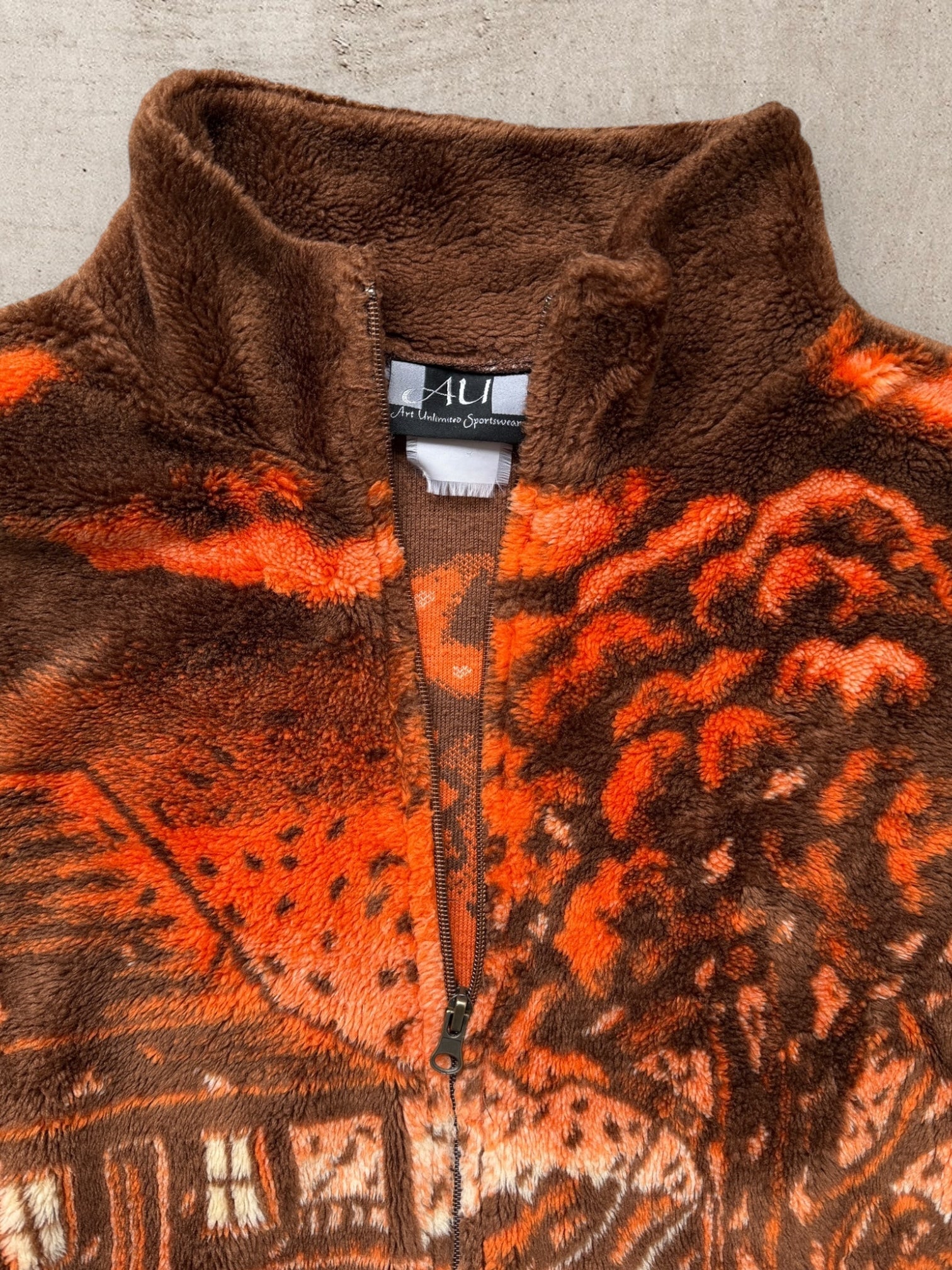 90s Autumn AOP Zip Up Fleece - XXL