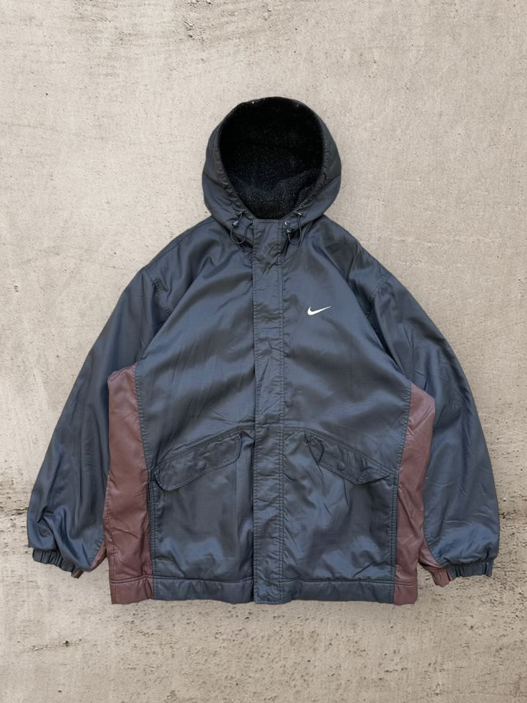 90s Nike Fleece Lined Black & Brown Full Zip Jacket - XL