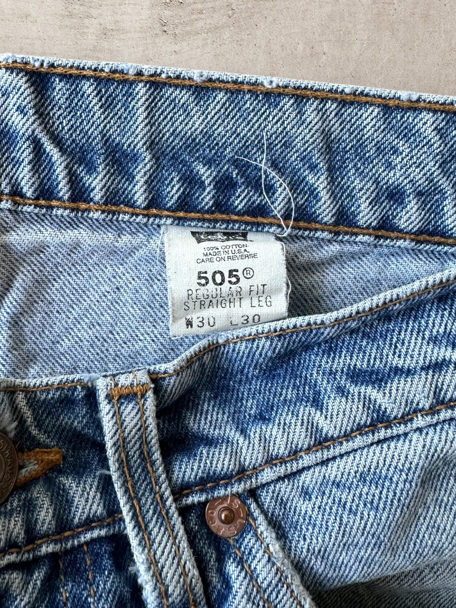90s Levi’s 505 Orange Tab Distressed Denim Jeans - 29”