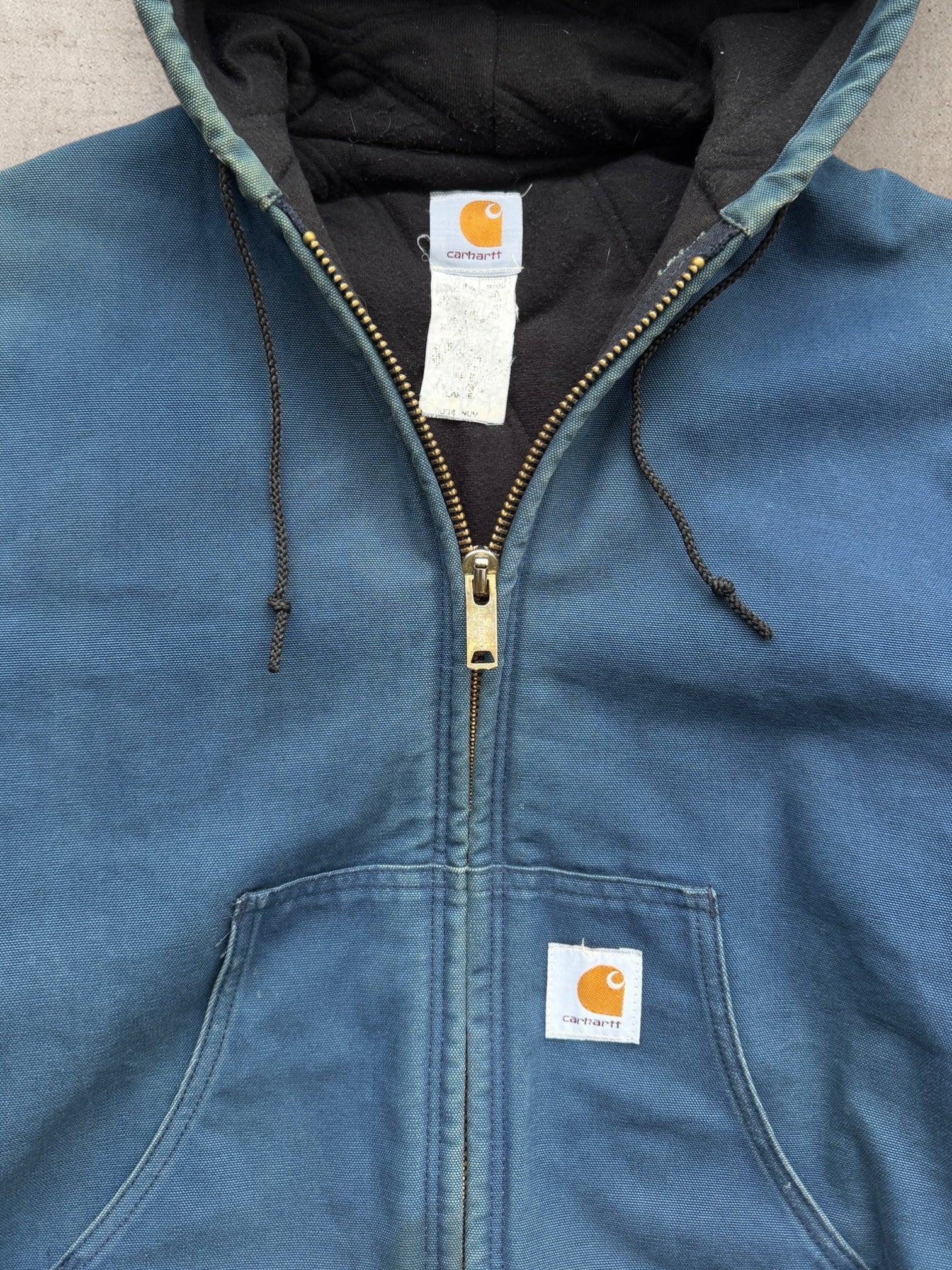 90s Carhartt Blue Hooded Jacket - Large