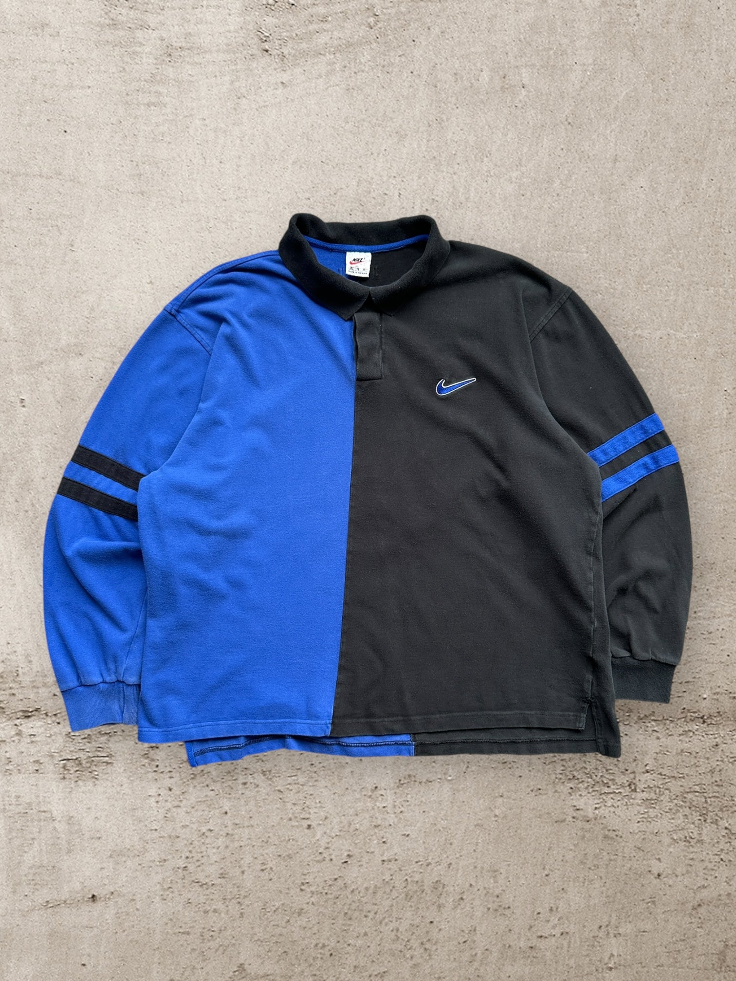 90s Nike Color Block L/S Polo Shirt - XL