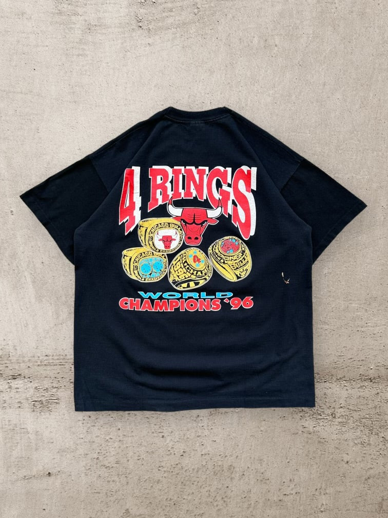 90s Chicago Bulls 4 Rings Graphic T-Shirt - XL