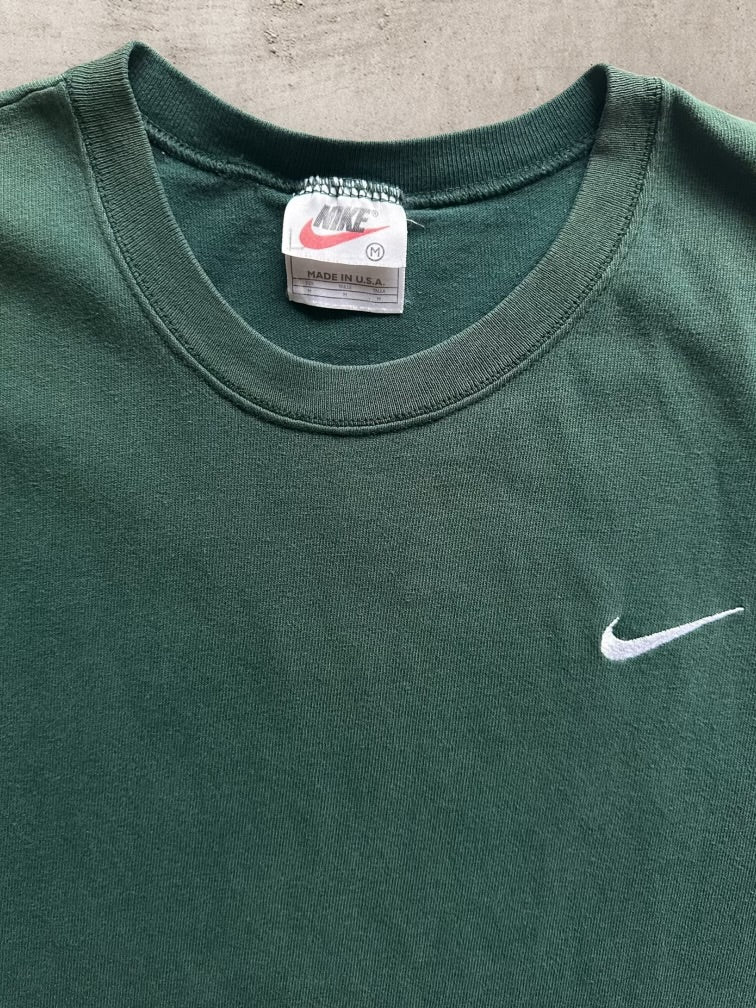 90s Nike Green Mini Swoosh Cut Off Shirt - Medium