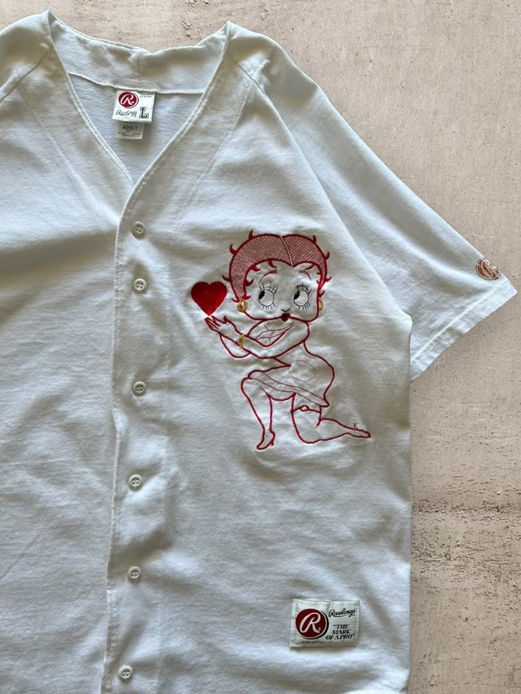 90s Betty Boop Embroidered Baseball Jersey - Large