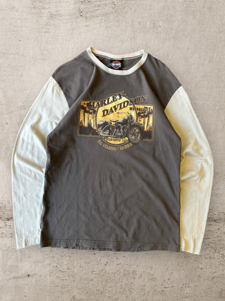 00s Harley Davidson Color Block Long Sleeve T-Shirt - Medium