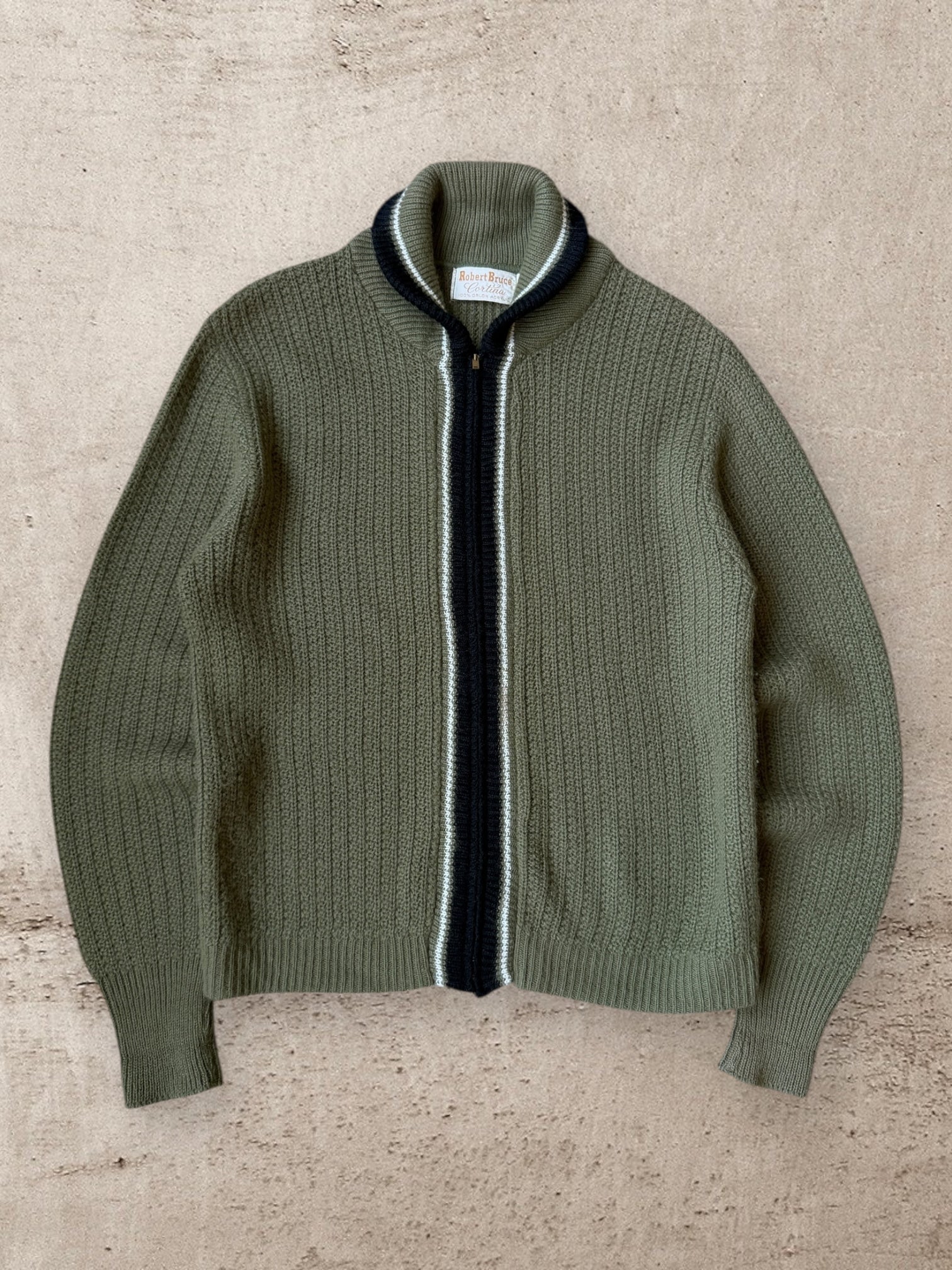 70s Robert Bruce Striped Shawl Knit Sweater - Medium