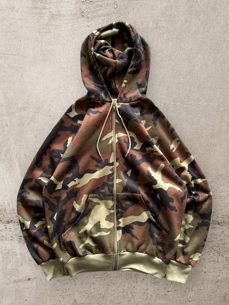 80s Duck Bay Camouflage Zip Up Hoodie - XL