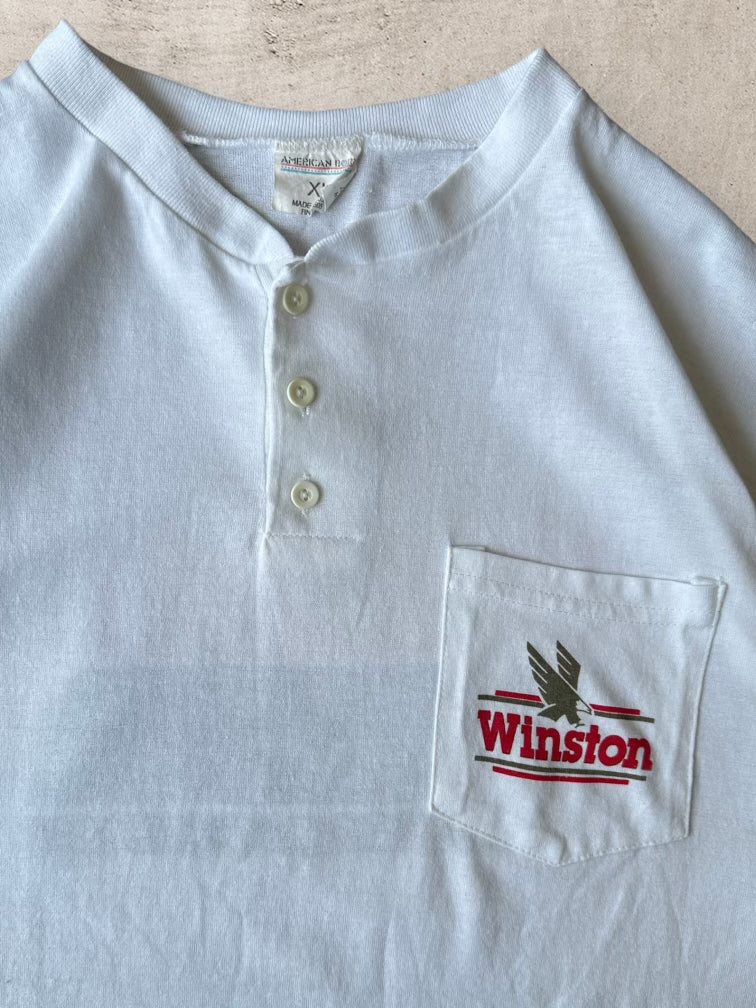 90s Winston Cigarettes Winners Club Pocket Henley T-Shirt - XL