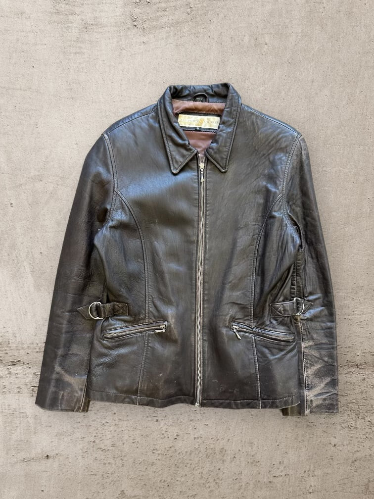 00s Preswick & Moore Slim Buckle Leather Jacket - Medium