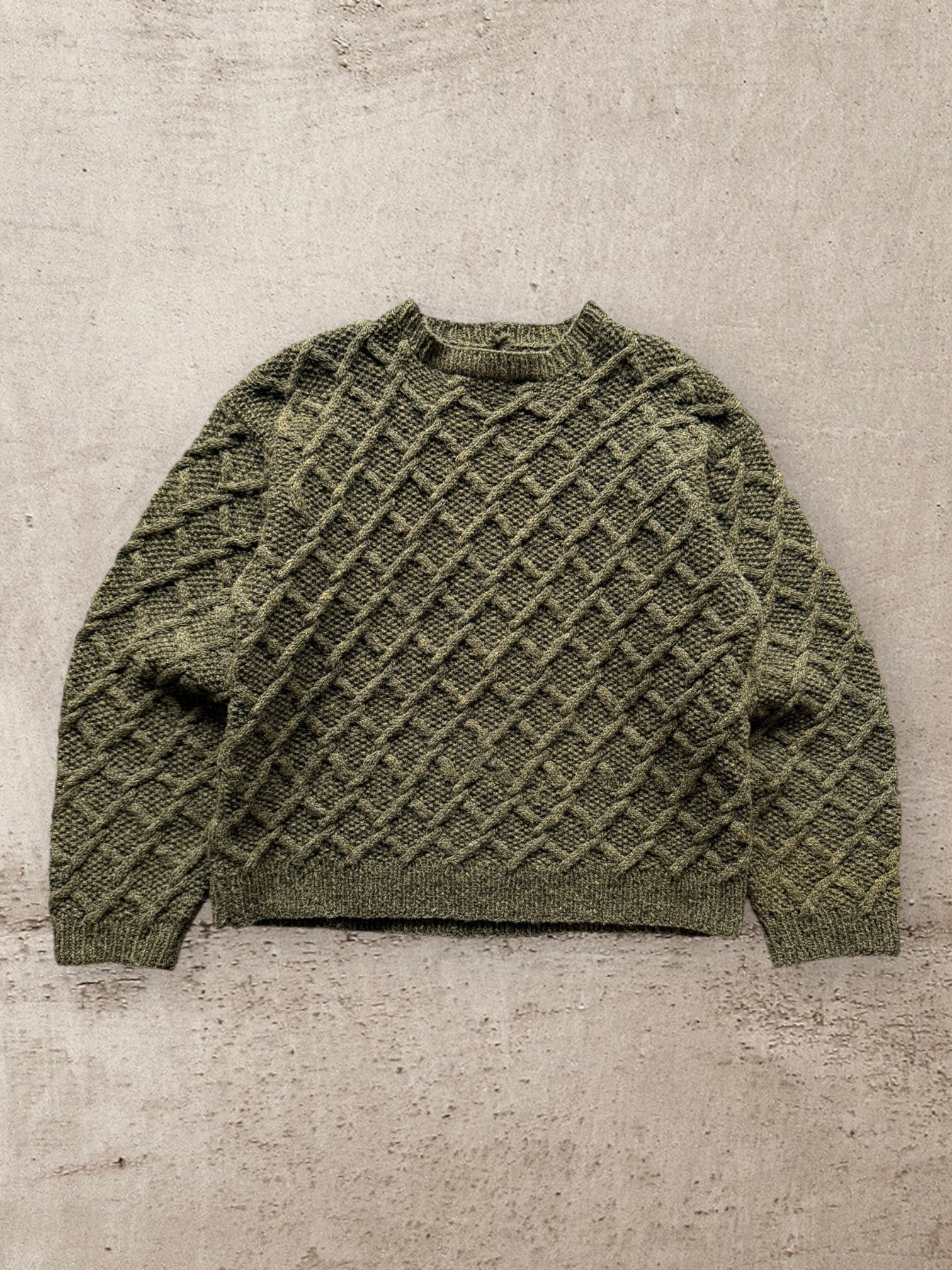 90s Wool Cable Knit Sweater - Medium