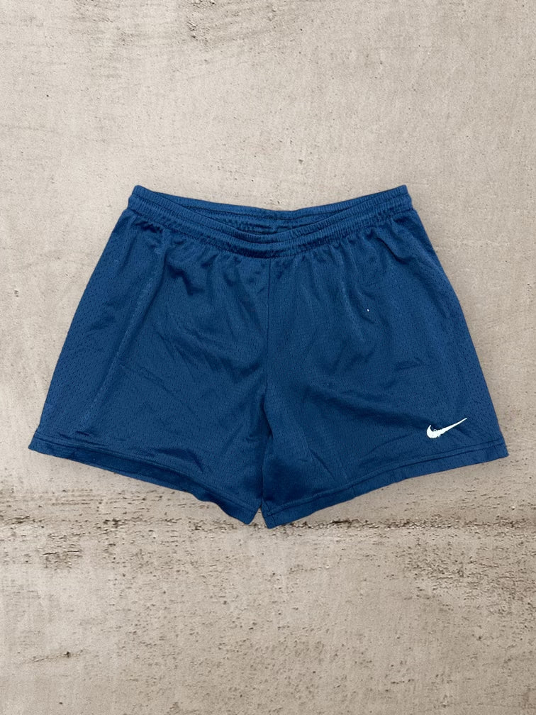 90s Nike Navy Blue Mesh Shorts - 28”