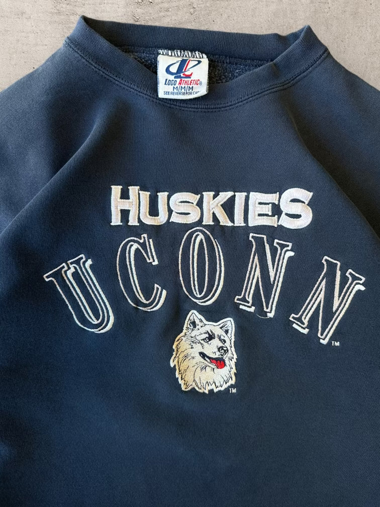 90s UCONN Huskies Embroidered Crewneck - Large