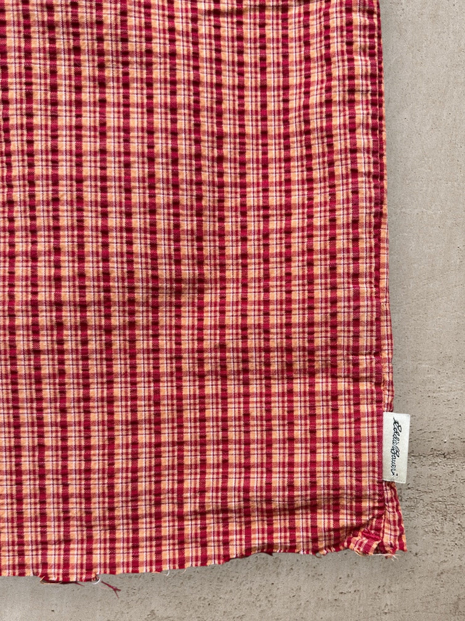 00s Eddie Bauer Plaid Cropped Button Up Shirt - XL