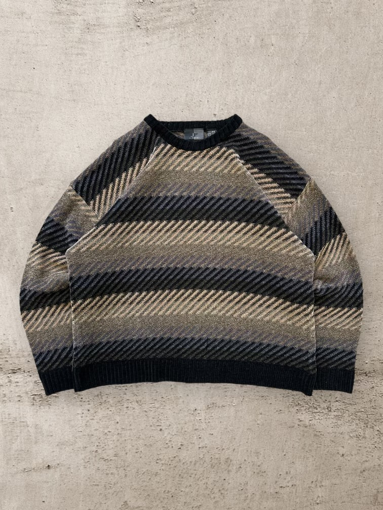 90s J. Ferrari Multicolor Striped Knit Sweater - XL
