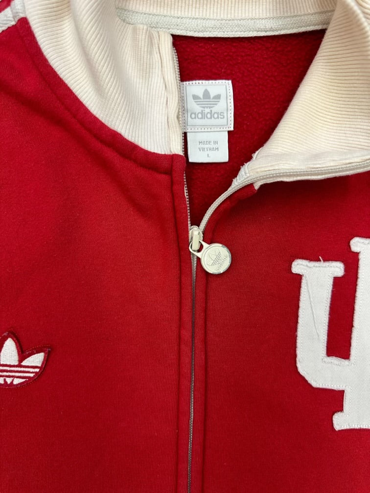 00s Adidas University of Indiana Striped Zip Up Sweatshirt - Large