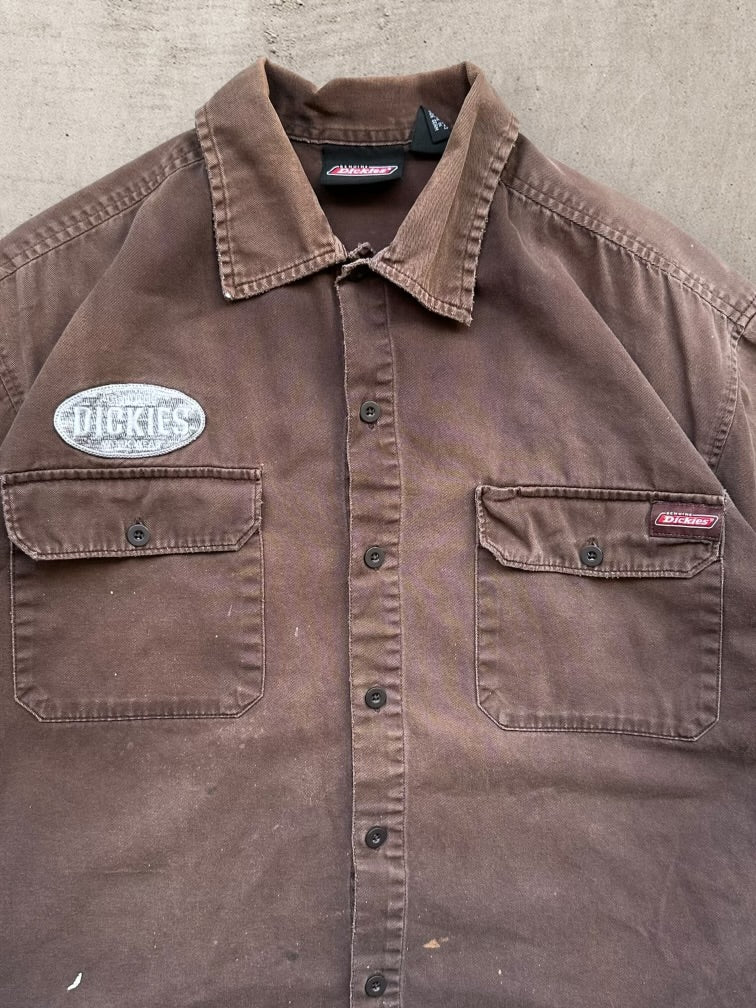 00s Dickies Faded Brown Button Up Shirt - XL