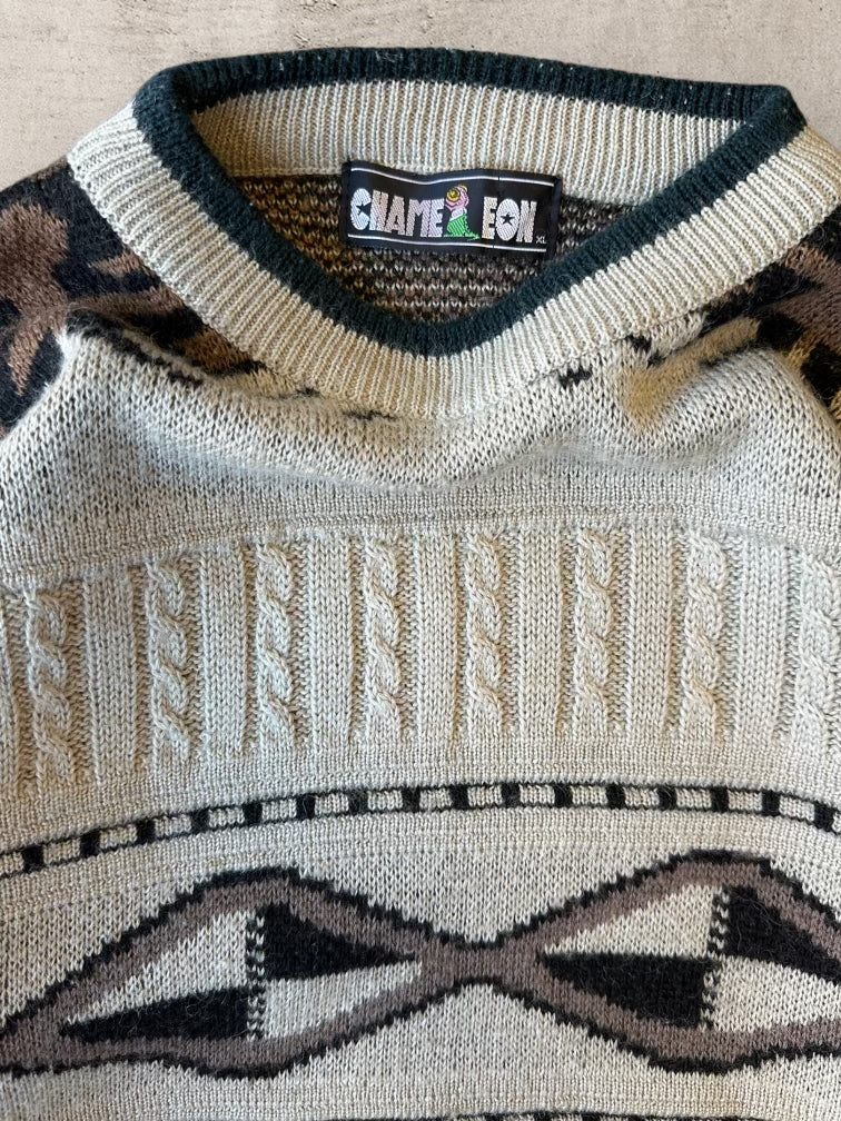 90s Chame Eon Multicolor Knit Sweater - Large