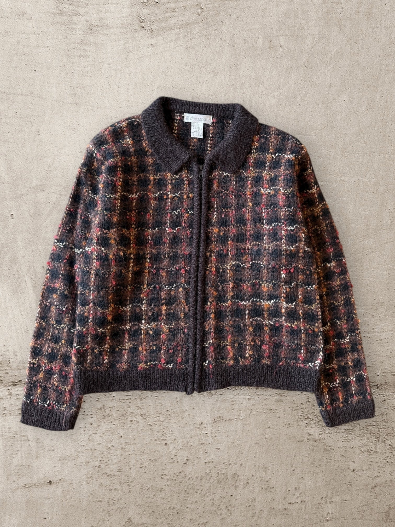 90s Dressbarn Wool Zip Up Sweater - Medium