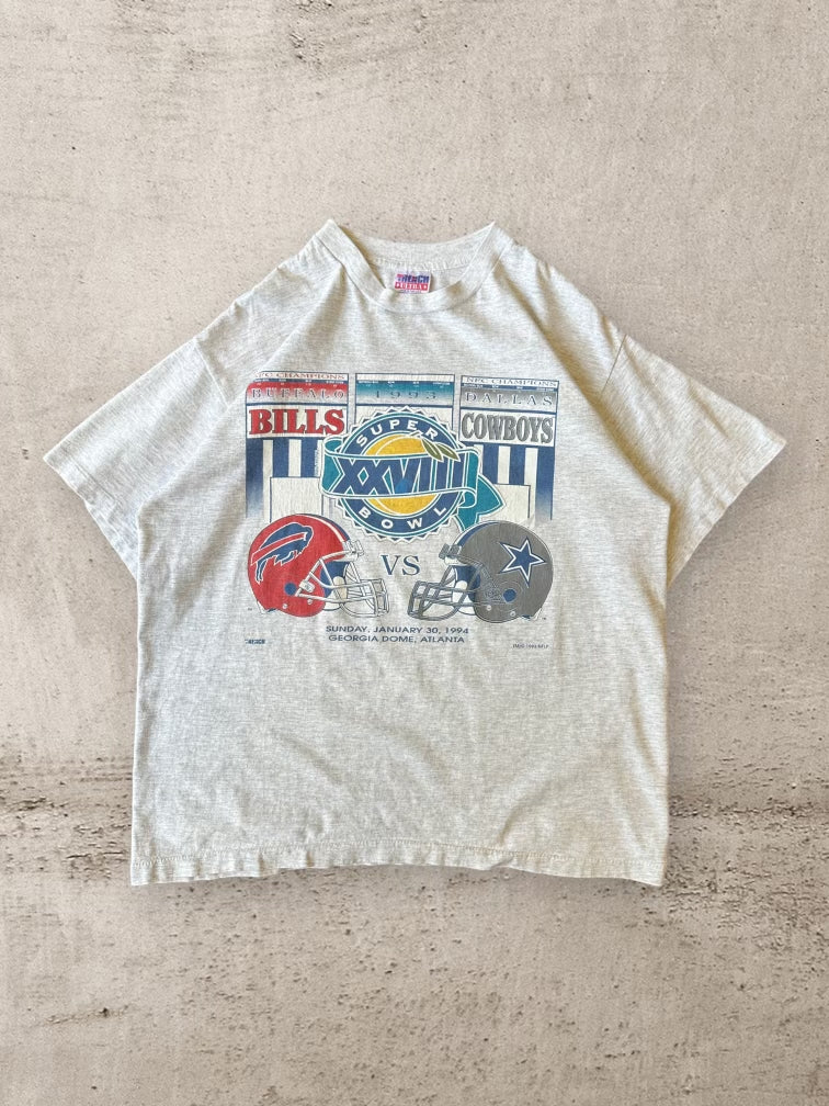 1994 Buffalo Bulls vs Dallas Cowboys Super Bowl T-Shirt - Large