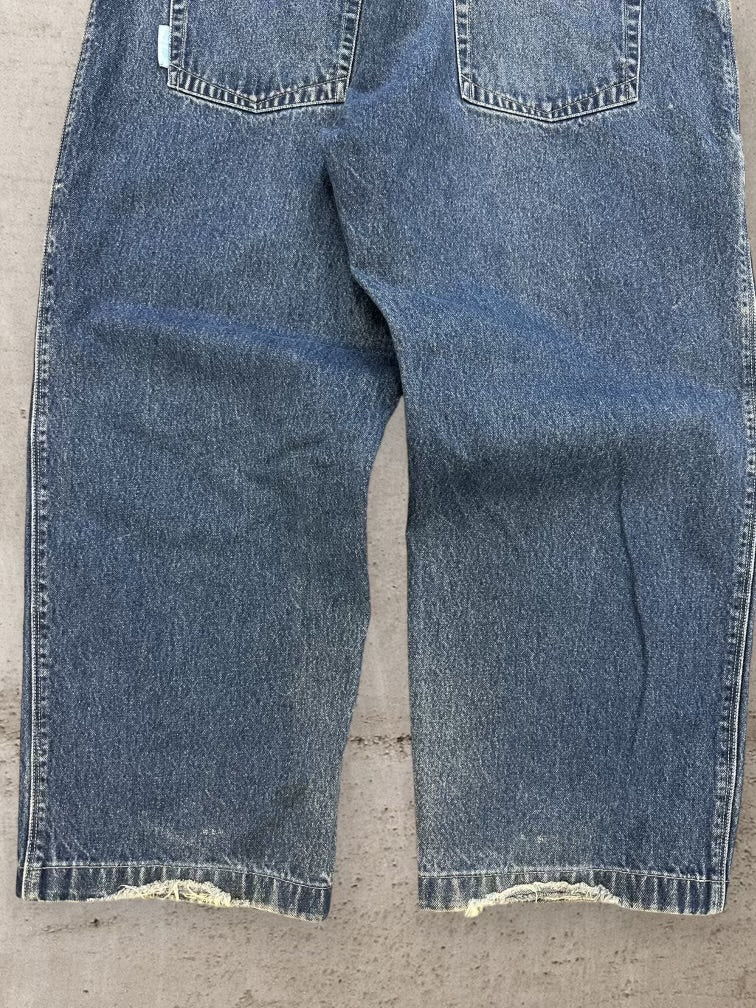 90s School of Hard Knocks Dark Wash Baggy Denim Jeans - 34x29