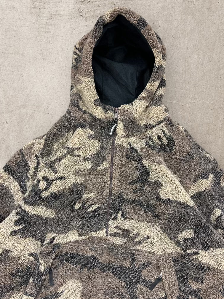 00s Camouflage Hooded 1/4 Zip Fleece - XXL