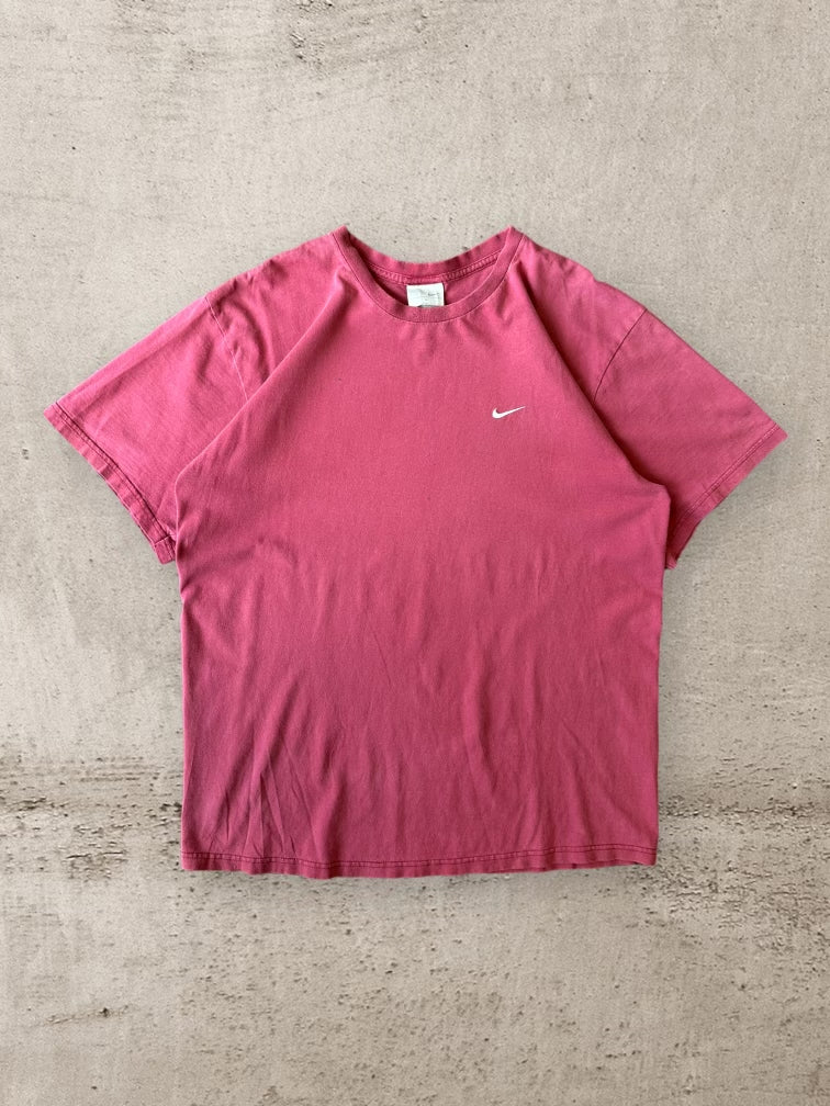 00s Nike Maroon Mini Swoosh T-Shirt - Large