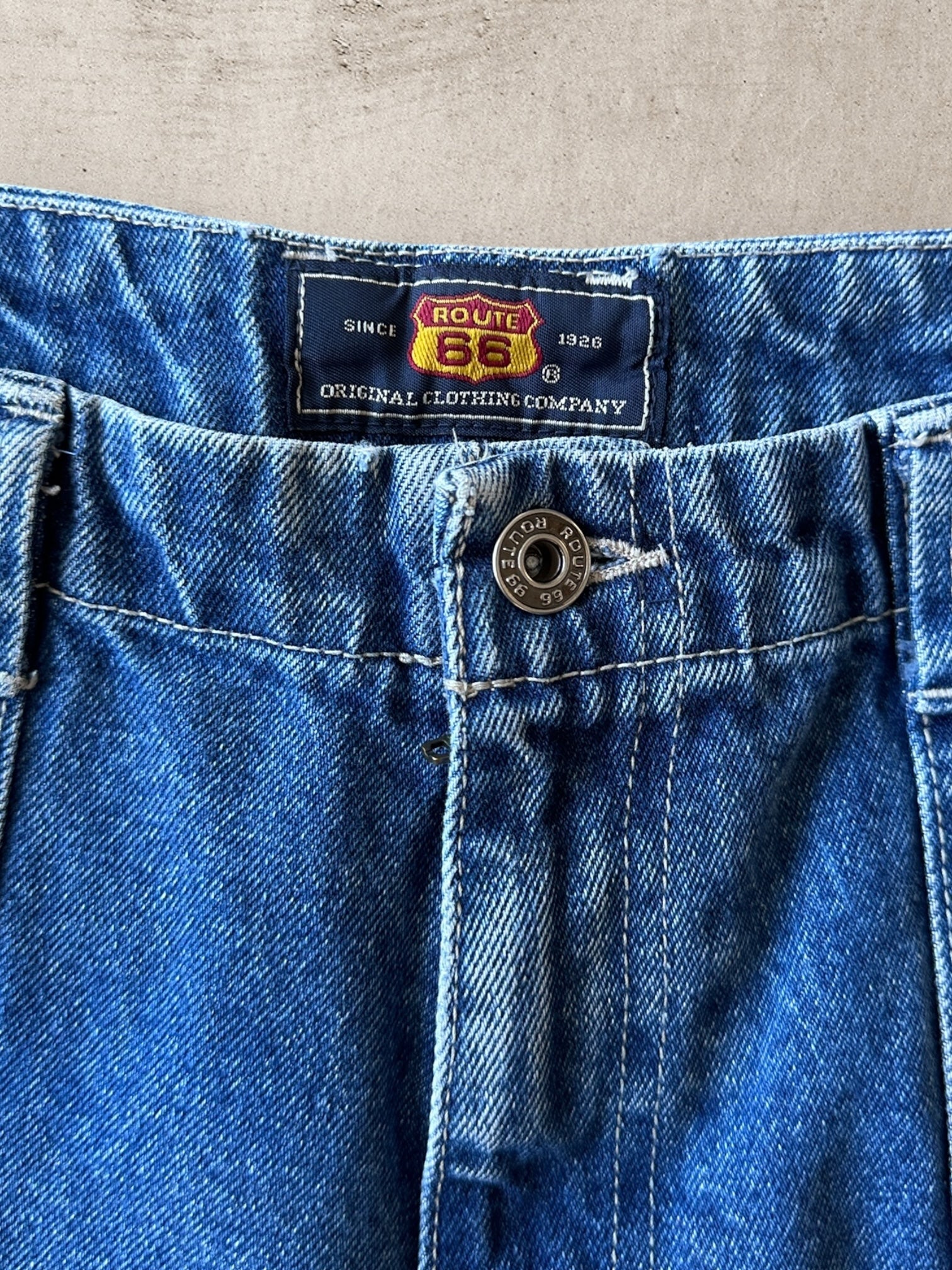00s Route 66 Denim Fatigue Cargo Shorts - 35”