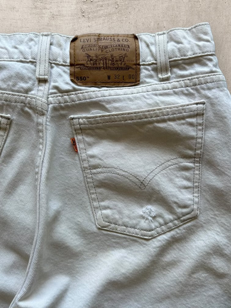 90s Levi’s 550 Orange Tab Cream Shorts - 32