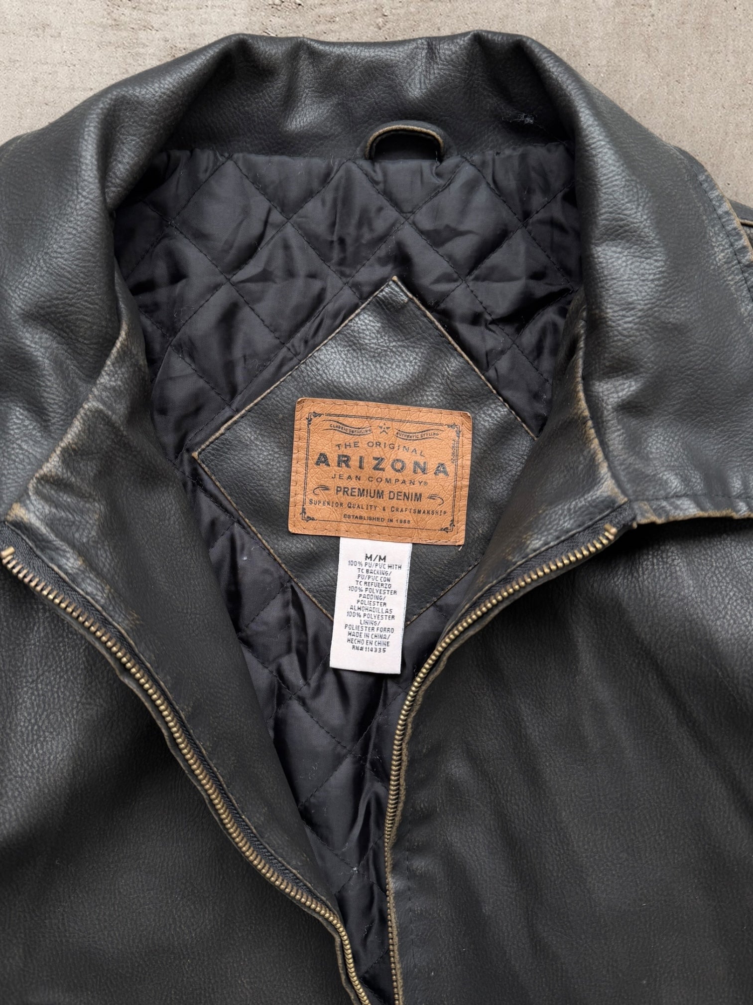 00s Arizona Striped Monotone Leather Jacket - Large