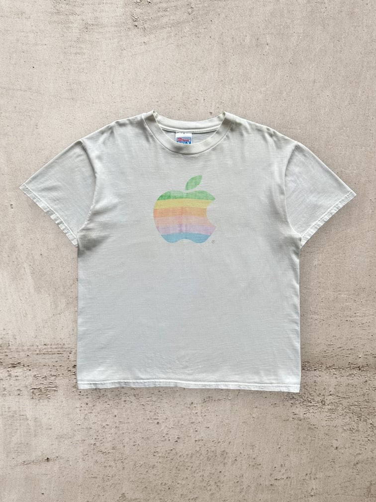 90s Apple Rainbow Graphic T-Shirt - Large