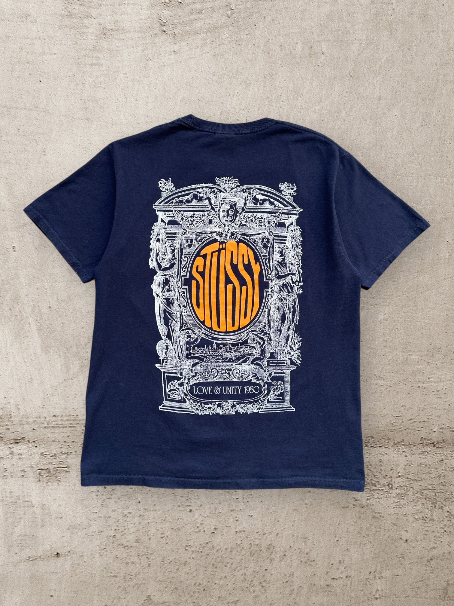 00s Stussy Love & Unity 1980 Graphic T-Shirt - Large