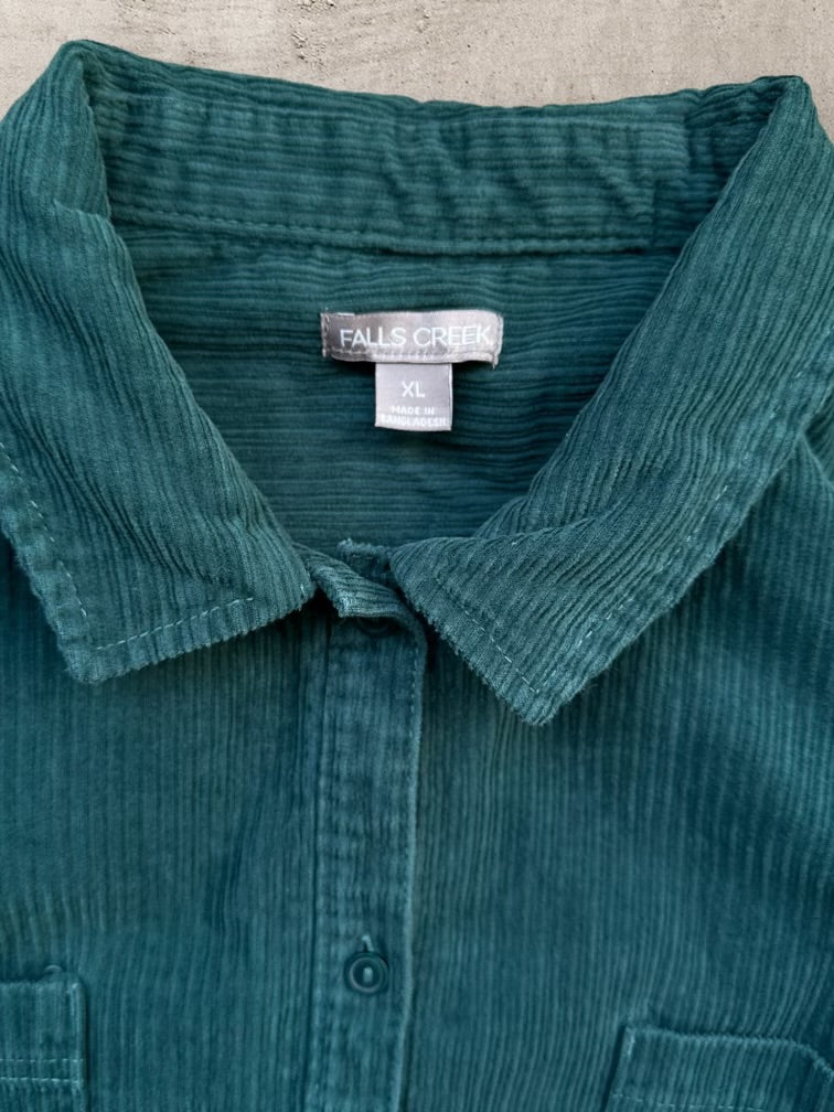 00s Falls Creek Teal Corduroy Button Up Shirt - XL