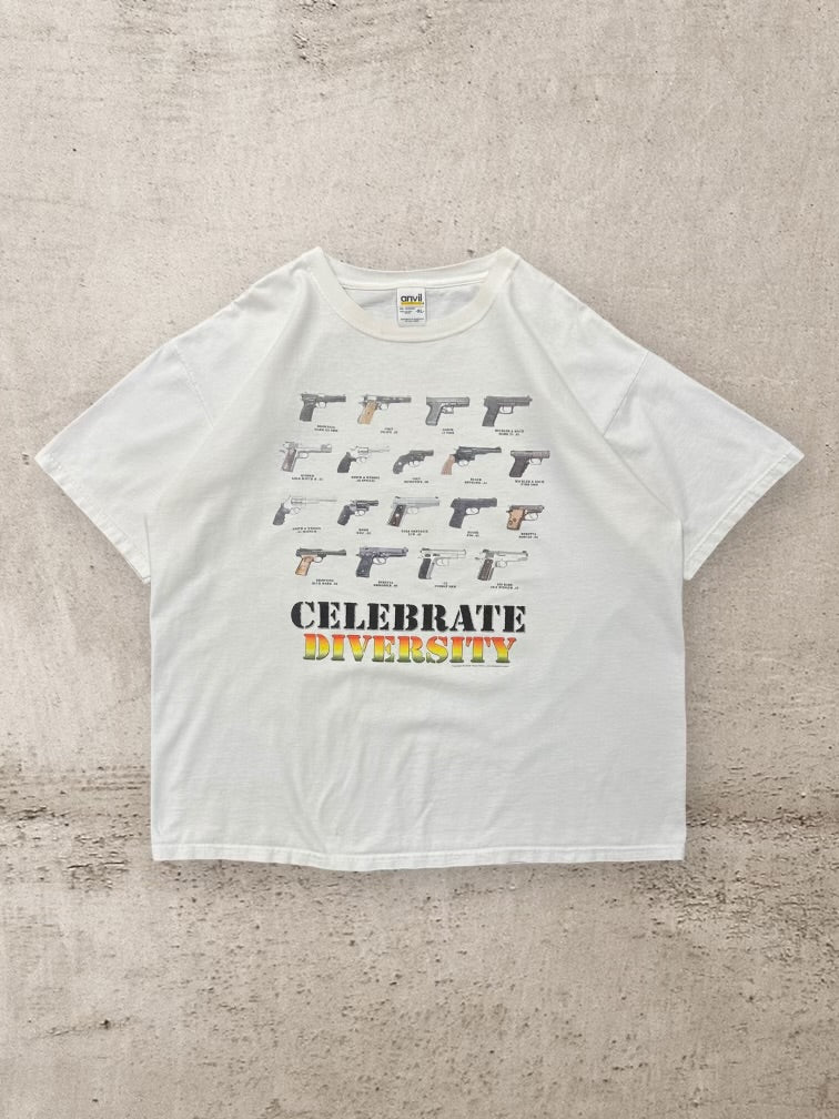 00s Celebrate Diversity Pistol Graphic T-Shirt - XL