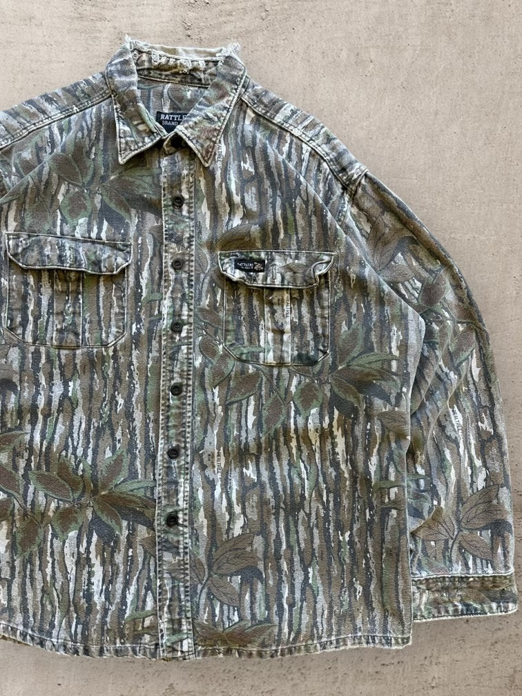 90s Rattlers Real Tree Camouflage Button Up Shirt - XL