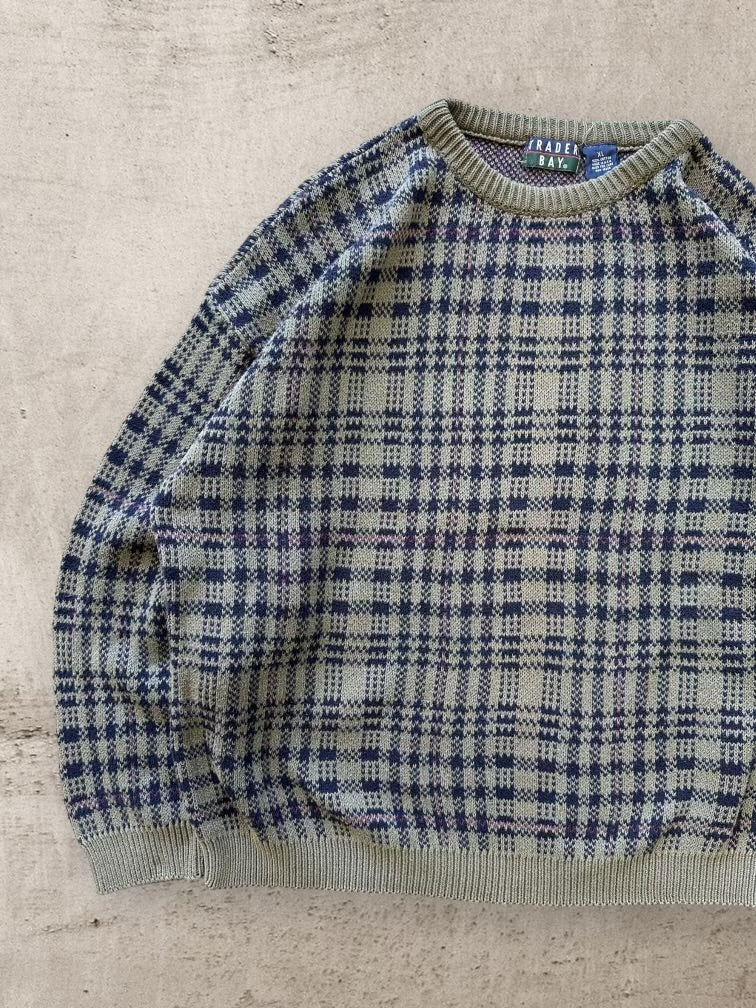 90s Trader Bay Multicolor Plaid Knit Sweater - XL