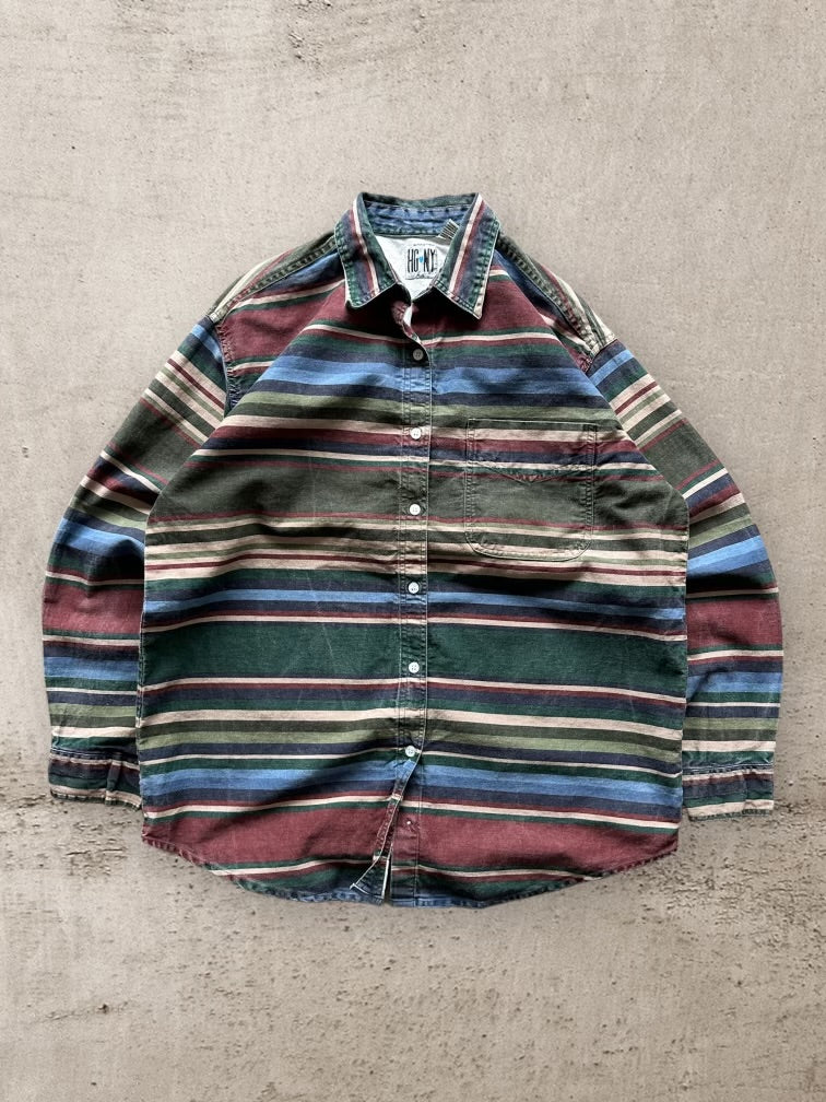 90s HGNY Striped Button Up Shirt - Large