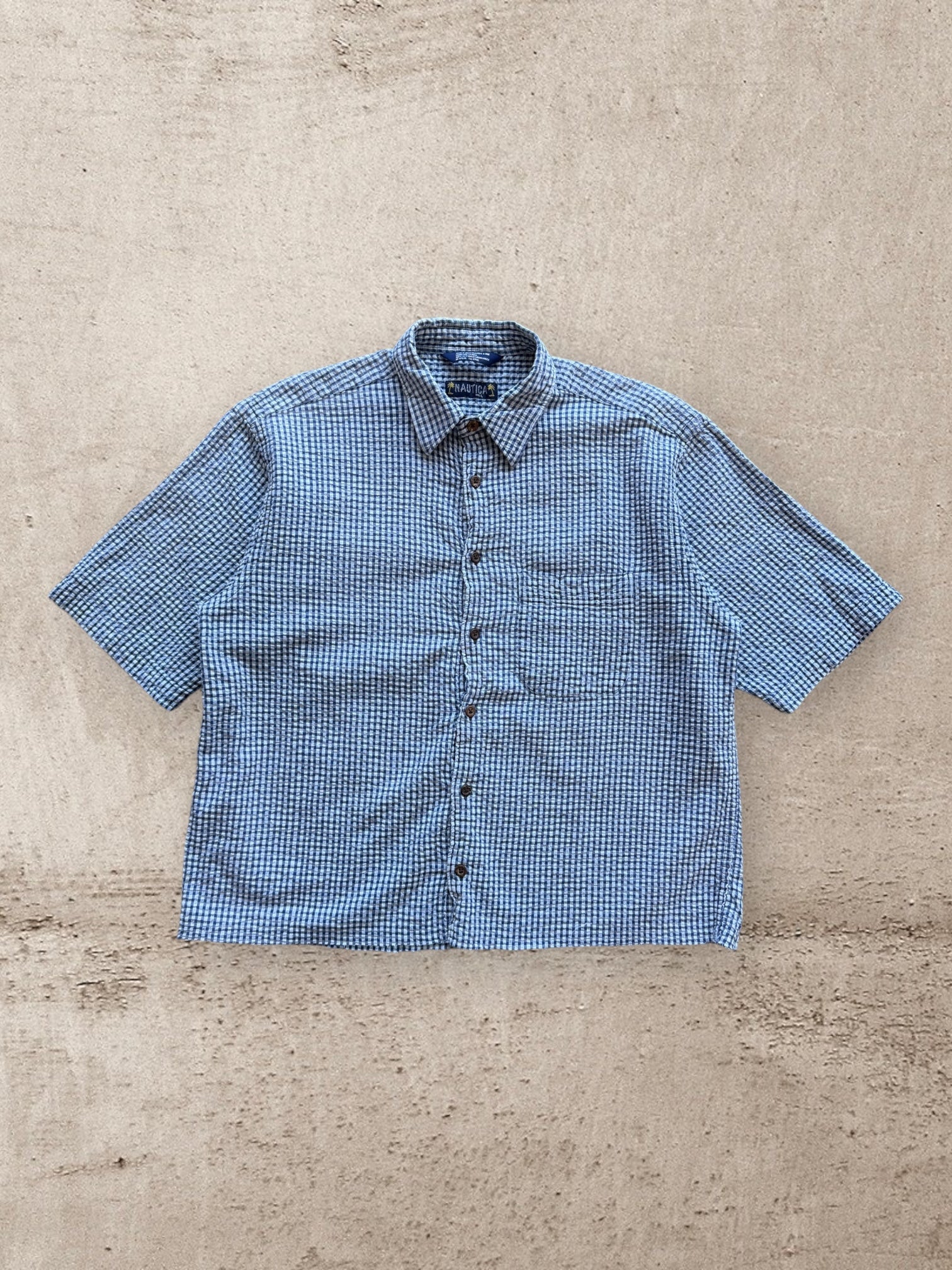 00s Nautica Cropped Plaid Button Up Shirt - XL