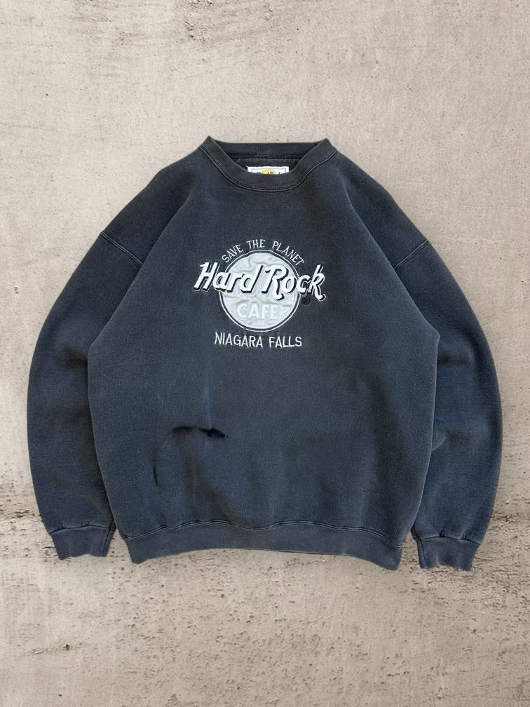 90s Hard Rock Cafe Niagara Falls Embroidered Crewneck - Large